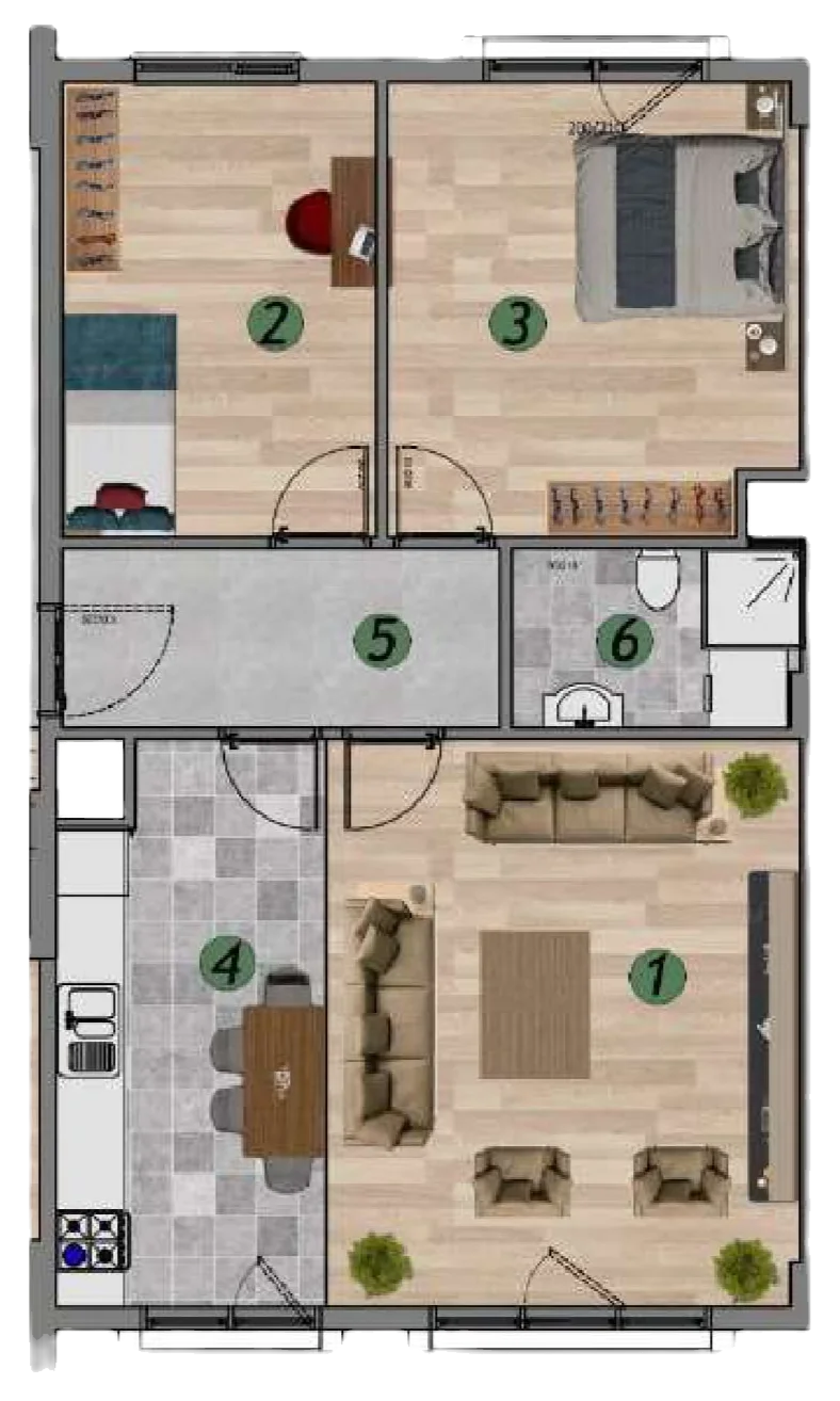 پروژه 2+1 B · 128 m² · پلان طبقه