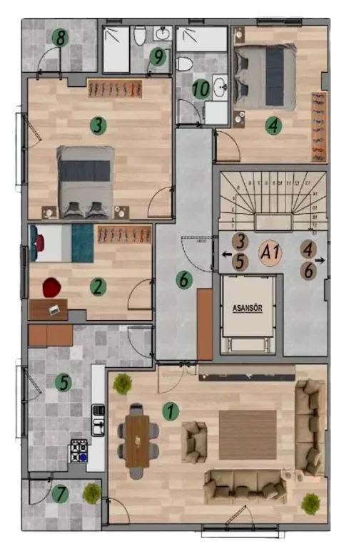 پروژه 3+1 · 170 m² · پلان طبقه