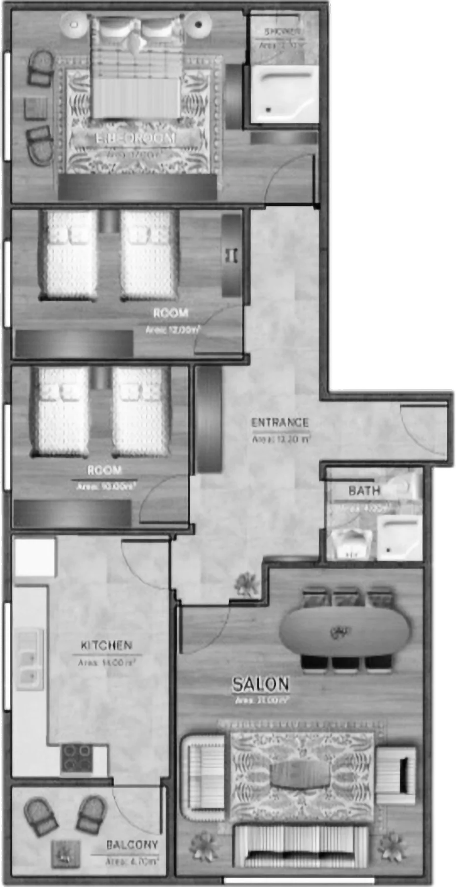 B-F-G Block mezzanine floor 3+1 · floor plan